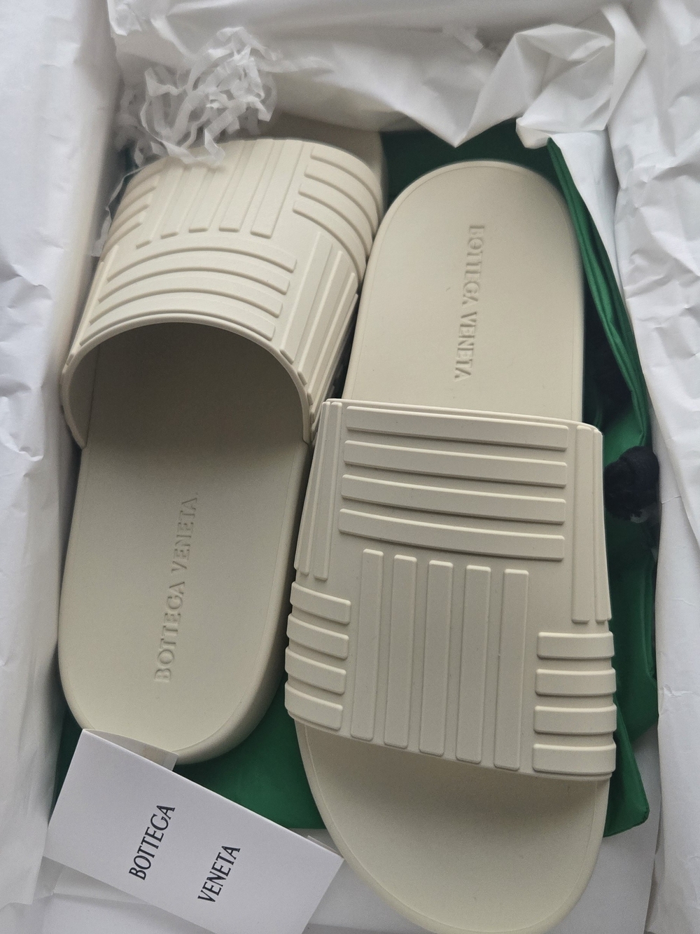 Bottega Veneta Cream Rubber Slide Sandals